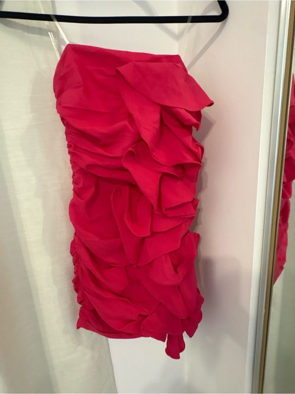 DO+BE Hot Pink Strapless Ruffle Mini Dress